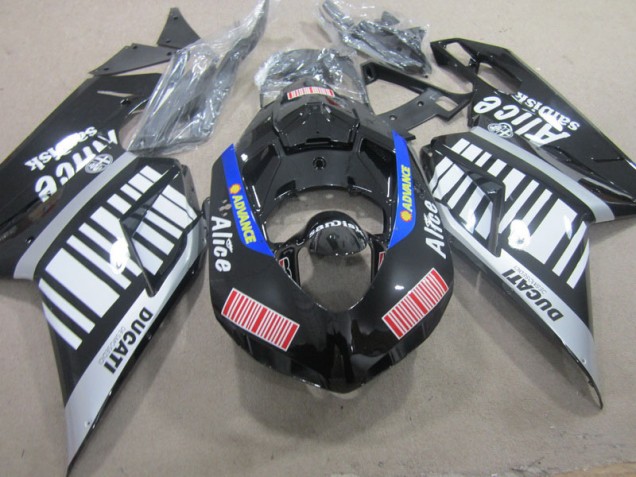 Carene Ducati 1098 2007-2014 - Nero Bianco Advance Alice Carene Ducati 1098 2007-2014 - Nero Bianco Advance Alice