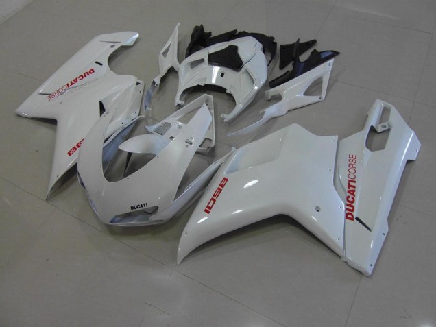 Carene Ducati 848 1098 1198 2007-2014 - Bianco Perla con Rosso Decalcomanie