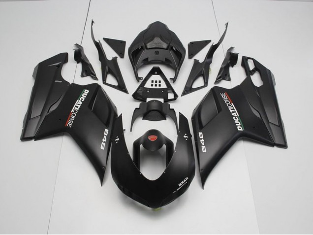 Carene Ducati 848 1098 1198 2007-2014 - Nero Opaco con Bianco Decalcomanie Carene Ducati 848 1098 1198 2007-2014 - Nero Opaco con Bianco Decalcomanie
