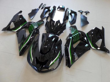 Carene Kawasaki ZX14R ZZR 1400 2006-2011 - Lucido Nero con Verde Line