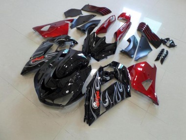 Carene Kawasaki ZX14R ZZR 1400 2006-2011 - Nero Nd Rosso Argento Fiamma