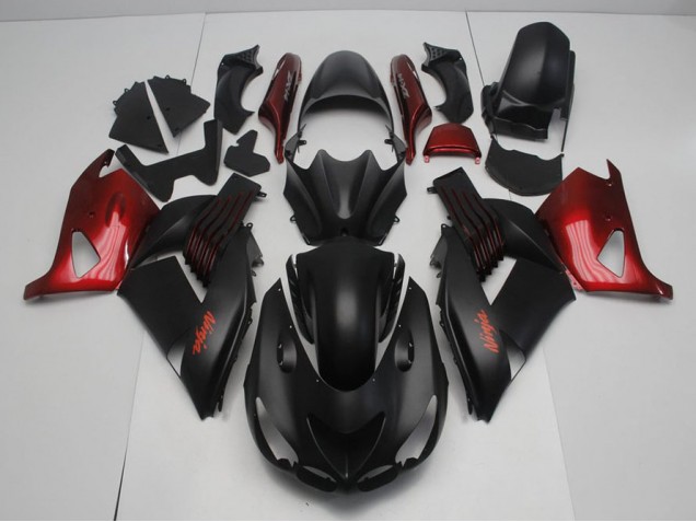Carene Kawasaki ZX14R ZZR 1400 2006-2011 - Nero Opaco & Rosso Carene Kawasaki ZX14R ZZR 1400 2006-2011 - Nero Opaco & Rosso