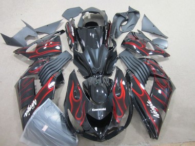 Carene Kawasaki ZX14R ZZR 1400 2006-2011 - Nero Rosso Fiamma Ninja