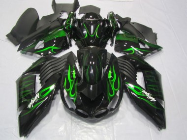 Carene Kawasaki ZX14R ZZR 1400 2006-2011 - Nero Verde Fiamma Ninja