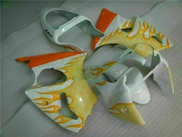 Carene Kawasaki ZX6R 2000-2002 - Bianco Giallo Fiamma Carene Kawasaki ZX6R 2000-2002 - Bianco Giallo Fiamma