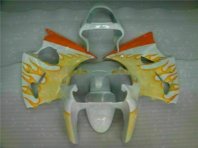 Carene Kawasaki ZX6R 2000-2002 - Bianco Giallo Fiamma Carene Kawasaki ZX6R 2000-2002 - Bianco Giallo Fiamma