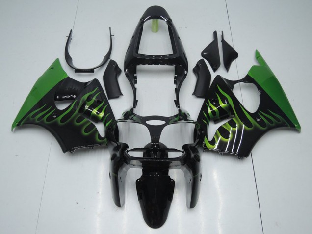 Carene Kawasaki ZX6R 2000-2002 - Nero con Verde Fiamma Carene Kawasaki ZX6R 2000-2002 - Nero con Verde Fiamma