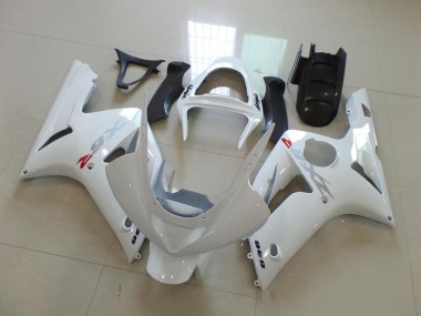 Carene Kawasaki ZX6R 2003-2004 - Bianco con Argento Decalcomanie
