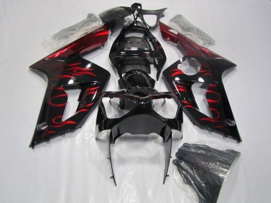 Carene Kawasaki ZX6R 2003-2004 - Nero Rosso Fiamma