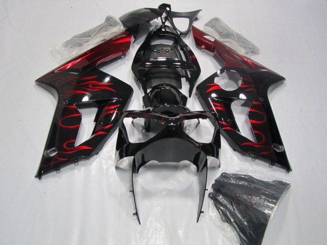 Carene Kawasaki ZX6R 2003-2004 - Nero Rosso Fiamma Carene Kawasaki ZX6R 2003-2004 - Nero Rosso Fiamma
