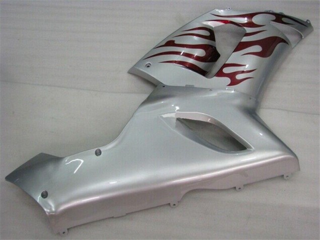 Carene Kawasaki ZX6R 2005-2006 - Argento Rosso Fiammas Carene Kawasaki ZX6R 2005-2006 - Argento Rosso Fiammas
