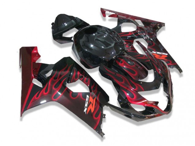 Carene Suzuki GSXR 600 / 750 K4 2004-2005 - Nero Rosso Fiammas Carene Suzuki GSXR 600 / 750 K4 2004-2005 - Nero Rosso Fiammas
