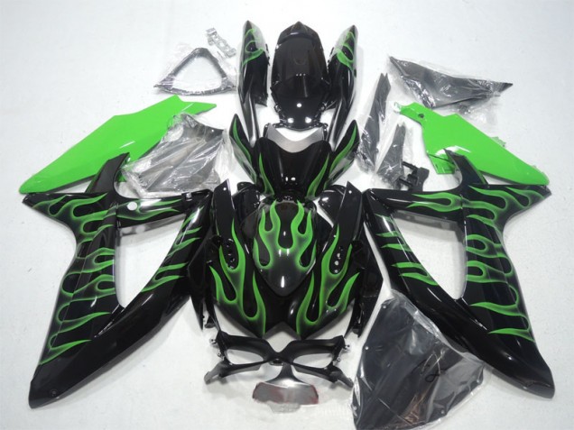 Carene Suzuki GSXR 600 K8 2008-2010 - Nero Verde Fiamma Carene Suzuki GSXR 600 K8 2008-2010 - Nero Verde Fiamma