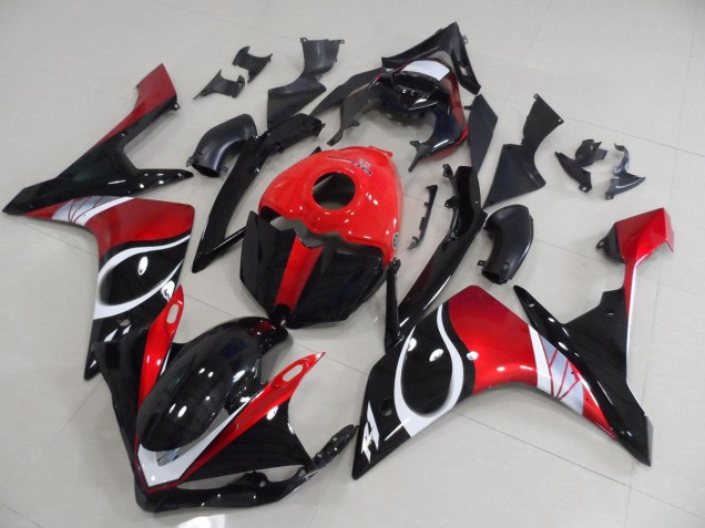 Carene Yamaha R1 2007-2008 - Nero Rosso Lucido