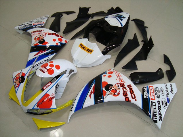 Carene Yamaha R1 2012-2014 - Bianco Nero Pepe Phone Carene Yamaha R1 2012-2014 - Bianco Nero Pepe Phone