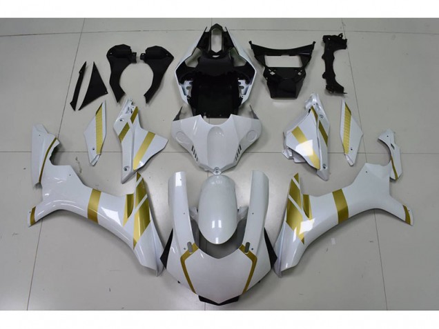 Carene Yamaha R1 2015-2019 - Bianco con Oro Decal Carene Yamaha R1 2015-2019 - Bianco con Oro Decal