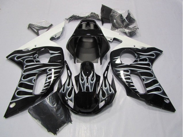 Carene Yamaha R6 1998-2002 - Nero Bianco Fiamma