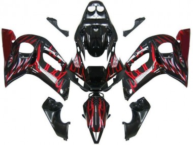 Carene Yamaha R6 1998-2002 - Nero Rosso Fiamma