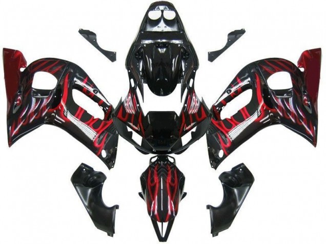 Carene Yamaha R6 1998-2002 - Nero Rosso Fiamma Carene Yamaha R6 1998-2002 - Nero Rosso Fiamma