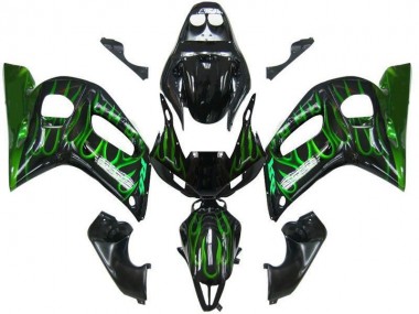 Carene Yamaha R6 1998-2002 - Nero Verde Fiamma