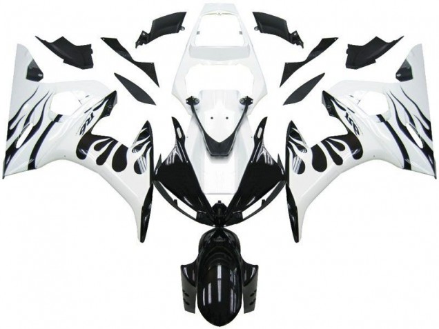 Carene Yamaha R6 2003-2005 - Bianco Fiamma Nero Carene Yamaha R6 2003-2005 - Bianco Fiamma Nero