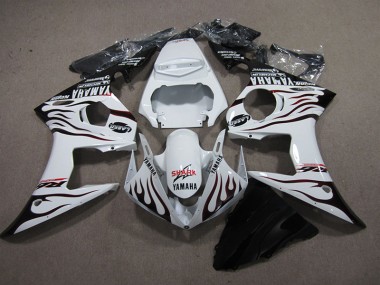 Carene Yamaha R6 2003-2005 - Bianco Nero Fiamma Squalo