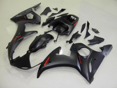 Carene Yamaha R6 2003-2005 - Nero Opaco Rosso Decalcomanie