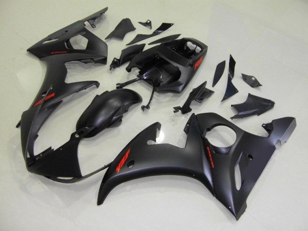 Carene Yamaha R6 2003-2005 - Nero Opaco Rosso Decalcomanie