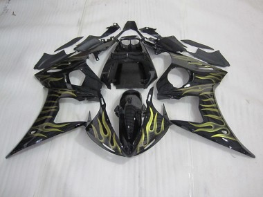 Carene Yamaha R6 2003-2005 - Nero con Giallo Fiamma