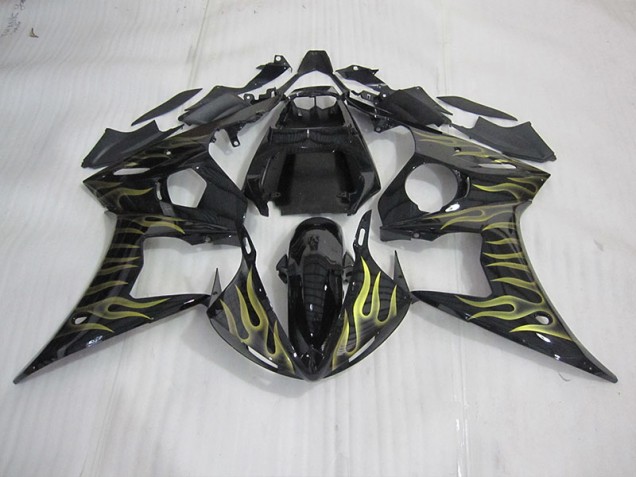 Carene Yamaha R6 2003-2005 - Nero con Giallo Fiamma