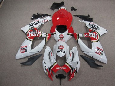 Kit Carenatura Completo ABS Suzuki GSXR 1000 K5 2005-2006 - Bianco Lucky Strike Rosso Motul