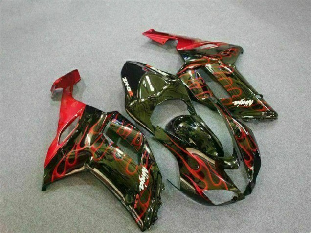 Kit Carenatura Kawasaki ZX6R 2007-2008 - Nero Rosso Fiamma Kit Carenatura Kawasaki ZX6R 2007-2008 - Nero Rosso Fiamma