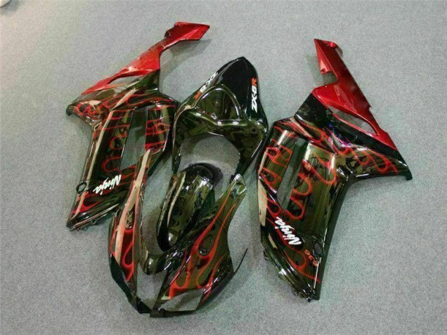 Kit Carenatura Kawasaki ZX6R 2007-2008 - Nero Rosso Fiamma Kit Carenatura Kawasaki ZX6R 2007-2008 - Nero Rosso Fiamma