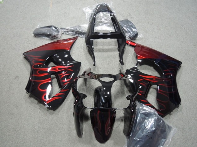 Kit Carene Kawasaki ZX6R 2000-2002 - Nero Rosso Fiamma Kit Carene Kawasaki ZX6R 2000-2002 - Nero Rosso Fiamma