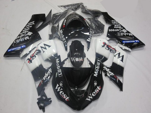 Kit Carene Kawasaki ZX6R 2005-2006 - Bianco Nero Kit Carene Kawasaki ZX6R 2005-2006 - Bianco Nero