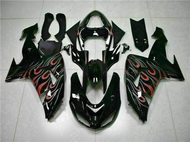 Kits Carenatura Completa Kawasaki ZX10R 2006-2007 - Nero Rosso Fiamma Kits Carenatura Completa Kawasaki ZX10R 2006-2007 - Nero Rosso Fiamma