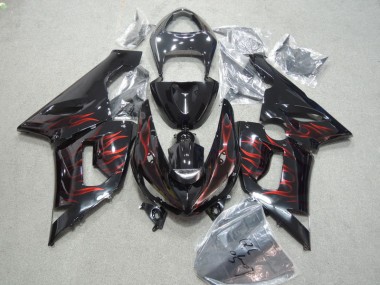 Kits Carenatura Completa Kawasaki ZX6R 2005-2006 - Nero Rosso Fiamma